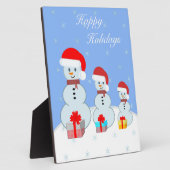 かわいいクリスマスの雪だるま フォトプラーク (側面)