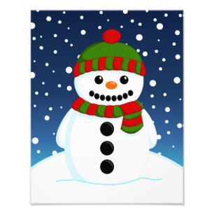 かわいいクリスマスの雪だるま フォトプリント           