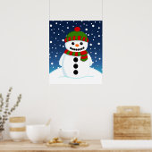 かわいいクリスマスの雪だるま ポスター (キッチン)