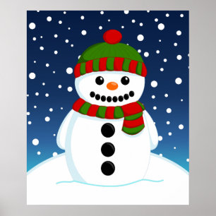 かわいいクリスマスの雪だるま ポスター