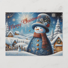かわいいクリスマスの雪だるま ポストカード