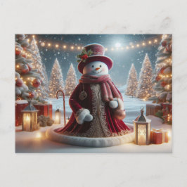 かわいいクリスマスの雪だるま ポストカード