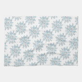 かわいいクリスマスの雪の結晶、冬の吹雪 キッチンタオル (横)