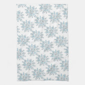 かわいいクリスマスの雪の結晶、冬の吹雪 キッチンタオル (縦)