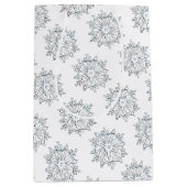 かわいいクリスマスの雪の結晶、冬の吹雪 ミディアムペーパーバッグ (正面)