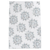 かわいいクリスマスの雪の結晶、冬の吹雪 ミディアムペーパーバッグ (裏面)