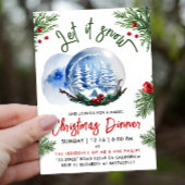 かわいいクリスマスの青い冬のスノーグローブ水彩画 招待状