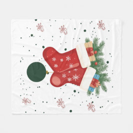 かわいいクリスマスの靴下とプレゼントのホリデーデザイン フリースブランケット