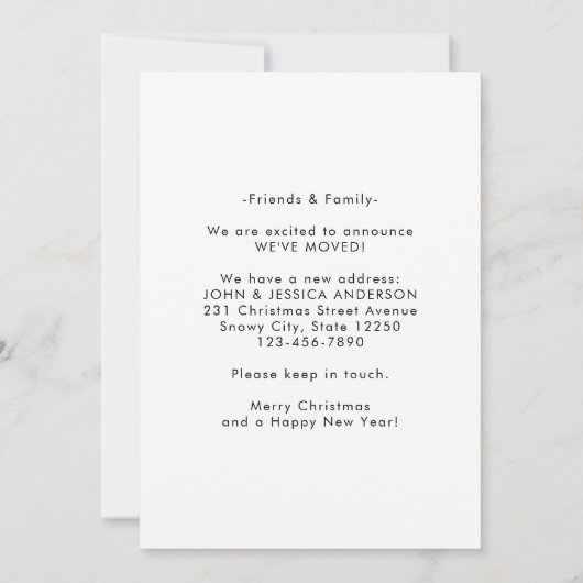 かわいいクリスマスの願い暖炉の休日の移動 案内状 (裏面)