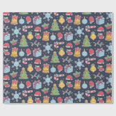 かわいいクリスマスの飾り付けドードルパターン ラッピングペーパー (フラット)