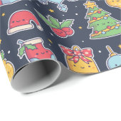 かわいいクリスマスの飾り付けドードルパターン ラッピングペーパー (ロールコーナー)