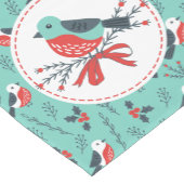 かわいいクリスマスの鳥と冬の葉のパターン ショートテーブルランナー (コーナー)