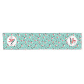 かわいいクリスマスの鳥と冬の葉のパターン ショートテーブルランナー (横)