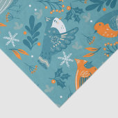 かわいいクリスマスの鳥と雪の結晶パターン 薄葉紙 (詳細)