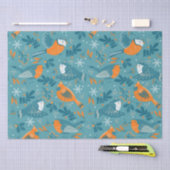 かわいいクリスマスの鳥と雪の結晶パターン 薄葉紙 (クラフト)