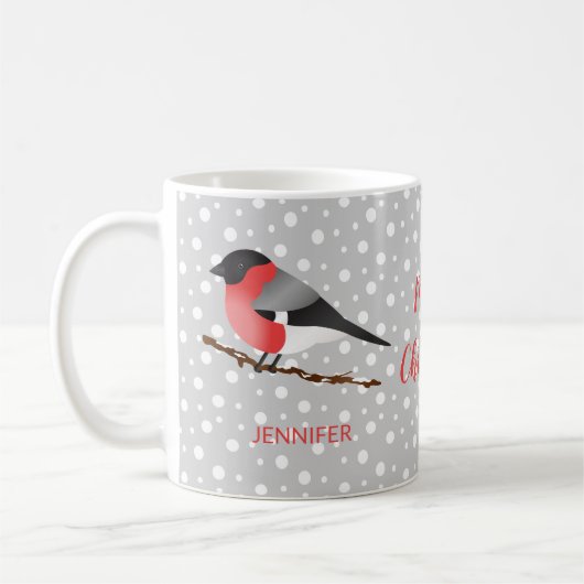 かわいいクリスマスの鳥 シロハラコメイタカと名前 コーヒーマグカップ (左)