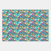 かわいいクリスマスの鶏 ラッピングペーパーシート (正面)