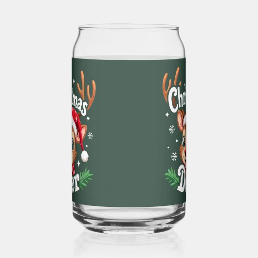 かわいいクリスマスの鹿のイラスト ガラス缶 (右)