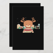 かわいいクリスマスの鹿のミニマルデザイン シーズンカード (正面/裏面)