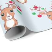 かわいいクリスマスの鹿 ラッピングペーパー (ロールコーナー)