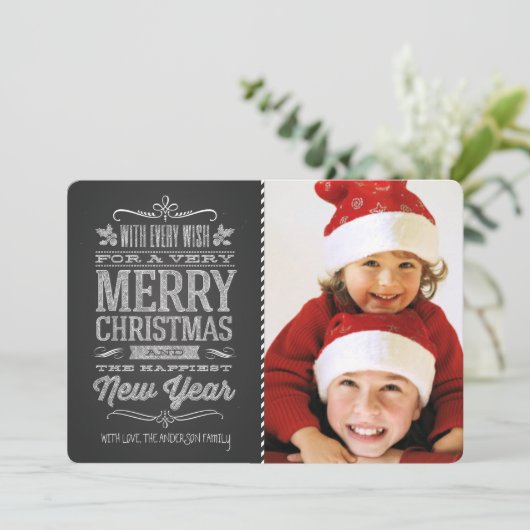 かわいいクリスマスの黒板の写真テンプレートカード シーズンカード (スタンド正面)