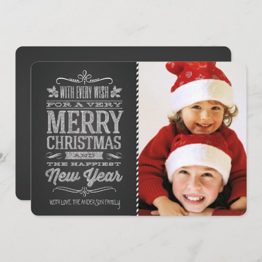 かわいいクリスマスの黒板の写真テンプレートカード シーズンカード (正面/裏面)