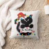 かわいいクリスマスの黒猫のBaの詐欺の枕 クッション (ブランケット)