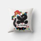 かわいいクリスマスの黒猫のBaの詐欺の枕 クッション (裏面)