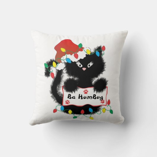 かわいいクリスマスの黒猫のBaの詐欺の枕 クッション (裏面)