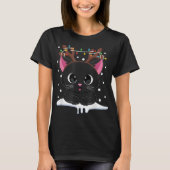 かわいいクリスマスの黒猫デザイン Tシャツ (正面)