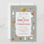 かわいいクリスマスの3日目のパーティ 遅れたクリスマス・パーティ 招待状 (正面)