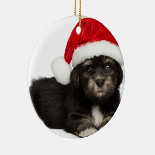 かわいいクリスマスのHavaneseの小犬 メタルオーナメント (右)