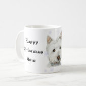 かわいいクリスマスのWestie犬のギフト コーヒーマグカップ (正面左)