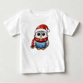 かわいいクリスマスふくろう - キッズTシャツのフェスティブデザイン ベビーTシャツ