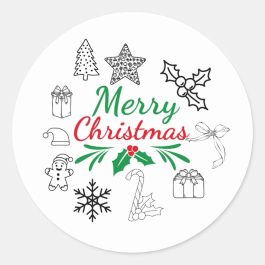 かわいいクリスマスらくがき丸シール ラウンドシール (正面)