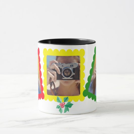 かわいいクリスマスアイコングラフィック3写真クリスマスギフト マグカップ (中央)