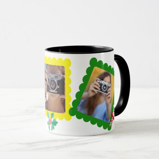 かわいいクリスマスアイコングラフィック3写真クリスマスギフト マグカップ (正面右)