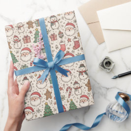 かわいいクリスマスアイコンラッピングペーパー ラッピングペーパー