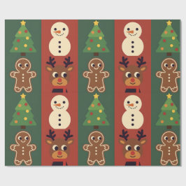 かわいいクリスマスアイコン ギフトラッピングペーパー ラッピングペーパー