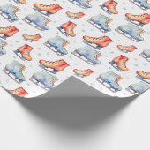 かわいいクリスマスアイススケート ラッピングペーパー (角)