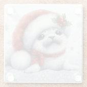 かわいいクリスマスアザラシ ガラスコースター (裏面)