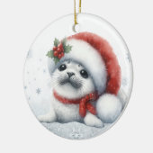 かわいいクリスマスアザラシ セラミックオーナメント (左)