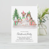 かわいいクリスマスアニマルズドッグキャットパピーキッチンパーティー 招待状 (スタンド正面)