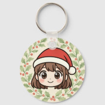 かわいいクリスマスアニメ女子キーチェーン