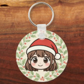 かわいいクリスマスアニメ女子キーチェーン キーホルダー (正面)