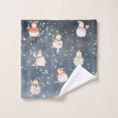 かわいいクリスマスアニメ雪だるま バスタオルセット (ウォッシュタオル)