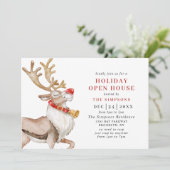 かわいいクリスマスアニメ鹿のホリデーオープンハウス 招待状 (スタンド正面)