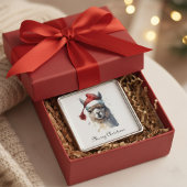 かわいいクリスマスアルパカカスタムー メタルオーナメント