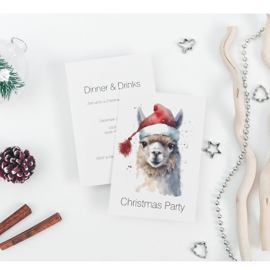かわいいクリスマスアルパカカスタムー 招待状