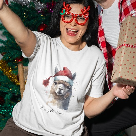 かわいいクリスマスアルパカカスタムー Tシャツ